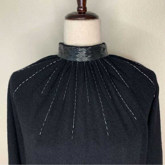 Into the Night by Laura Peterson Lambswool Blend Beaded Neckline Sweater - Picture 3 of 13